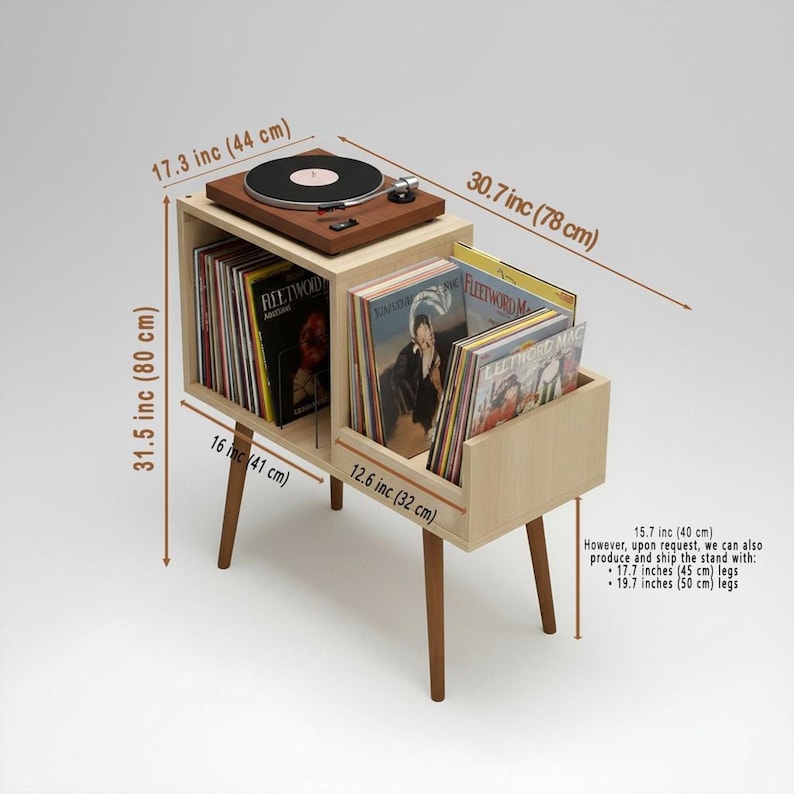 Vinyl Record Stand, Wooden LP Organizer Shelf, Mid Century Storage