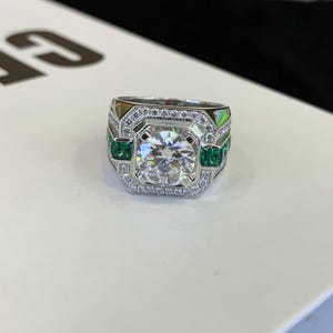 5.00 CT Round Cut  Moissanite Ring Round Bezel Set Engagement Ring Moissanite Round Diamond Wedding Ring For Men’s/ Anniversary Gift