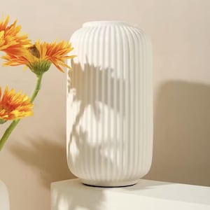 Nordic Ceramic Vase – Minimalist Striped Design, Modern Home Decor for Living Room, Bedroom or Office