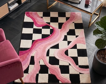 Handgetufteter Teppich 200x300, Wollteppich, Modernes Boho Dekor