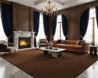 Hand Tufted Wool Rug, Solid Brown Modern Minimalist Living Room Carpet