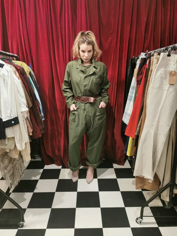 Vintage Khaki Green Military Boilersuit British Ar