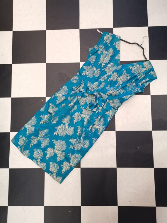 Vintage 1950s 1960s Teal & Gold Brocade Wiggle Pen