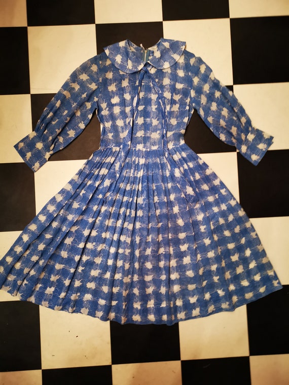 Vintage 1950s Powder Blue & White Peter Pan Collar