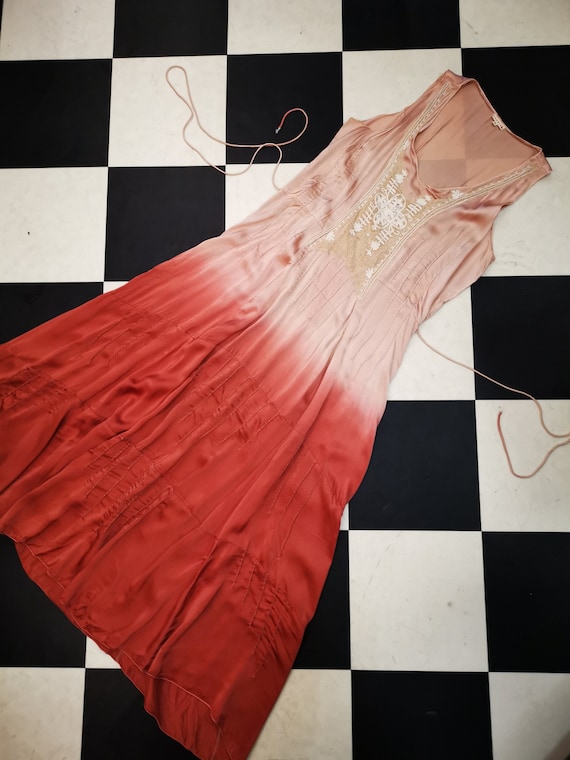 Vintage 1970s does 1930s Satin Dip Dyed Maxi Slip