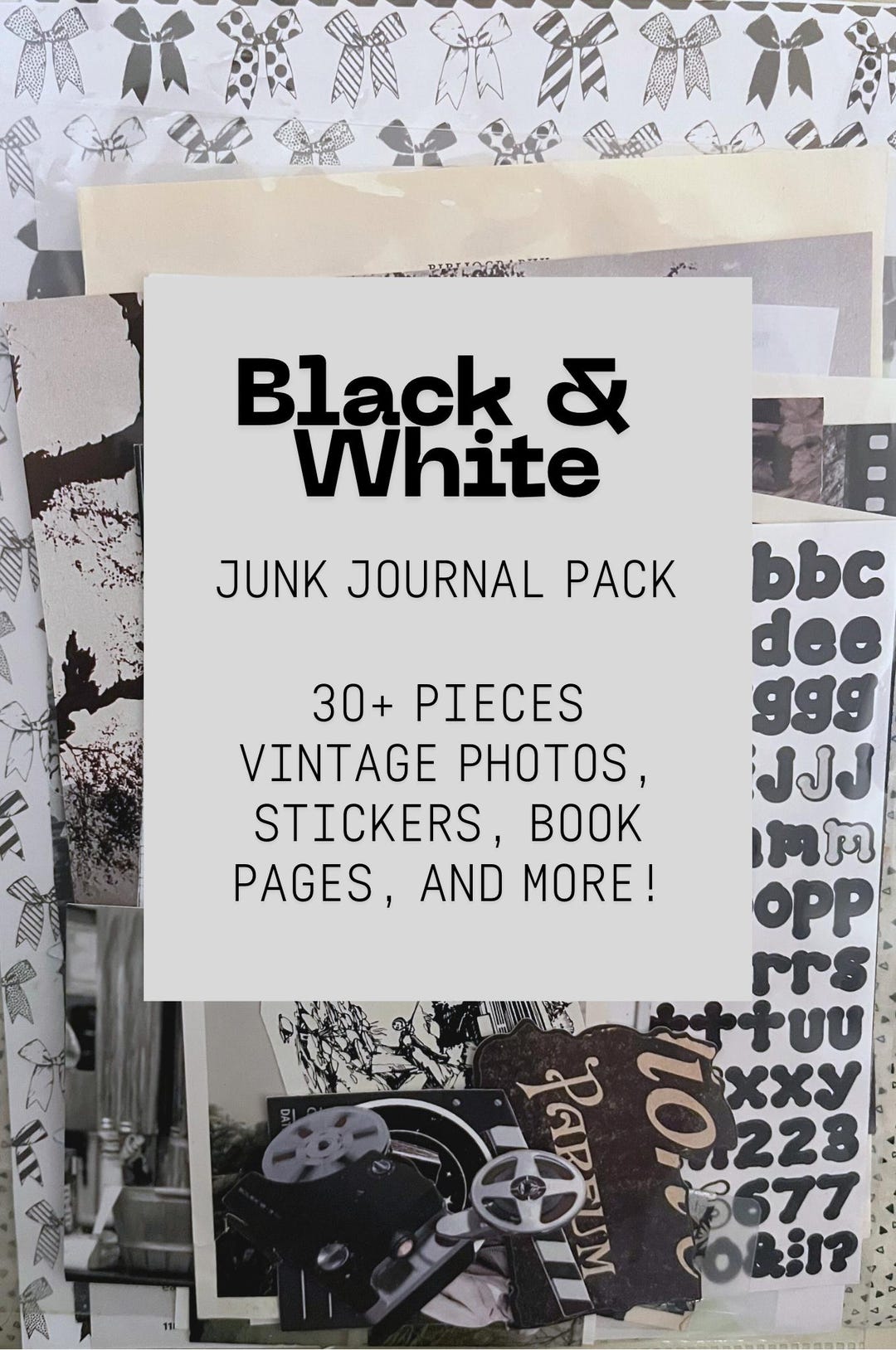 Junk Journal Pack | Upcycled and Vintage | Ephemera for Collage | Black ...