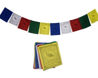 Tibetan Wind Horses Prayer Flags Handmade in Nepal | 6x8 Inch Buddhist Flags for Indoor Outdoor Decoration Gift items (Pack of 10 Flags)