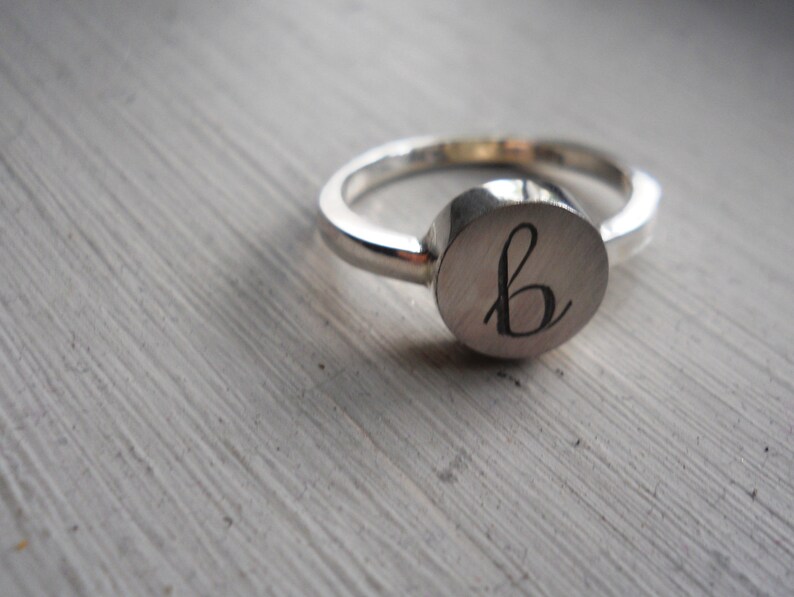 Engraved initial ring letter ring sterling silver jewelry Etsy