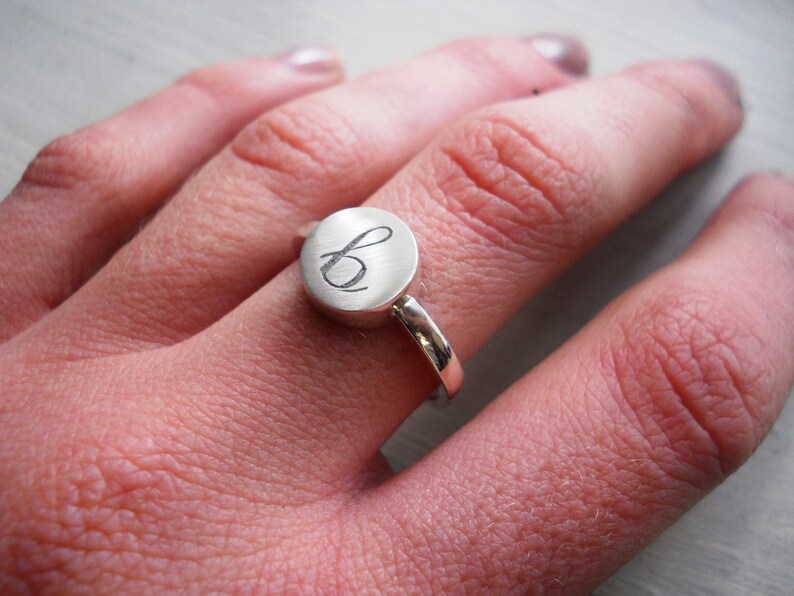 Engraved initial ring letter ring sterling silver jewelry Etsy