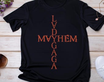 Lady Gaga Mayhem Album Inspired T Shirt Gothic Cross Print Unisex