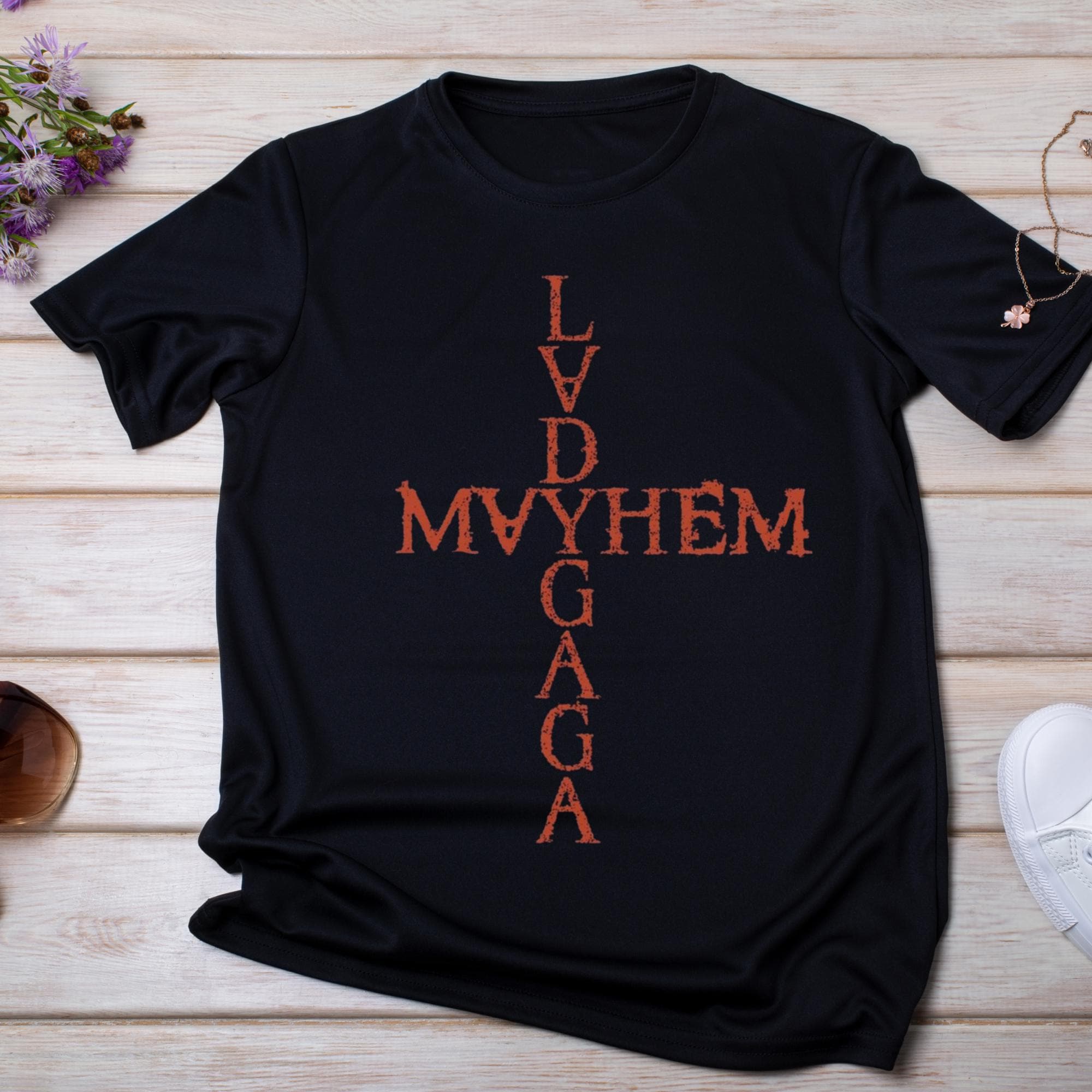 Lady Gaga Mayhem Album Inspired T Shirt Gothic Cross Print Unisex