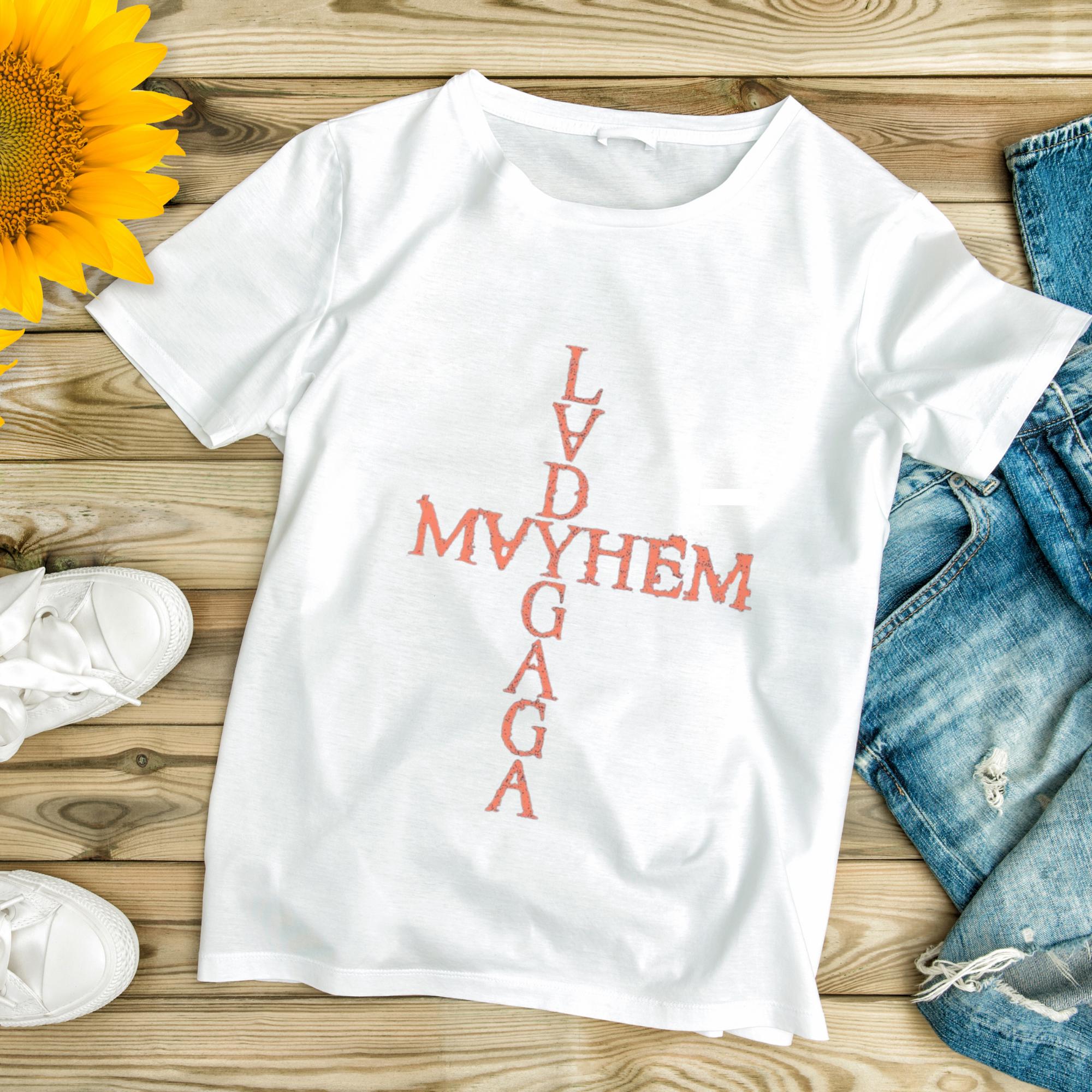 Lady Gaga Mayhem Album Inspired T Shirt Gothic Cross Print Unisex