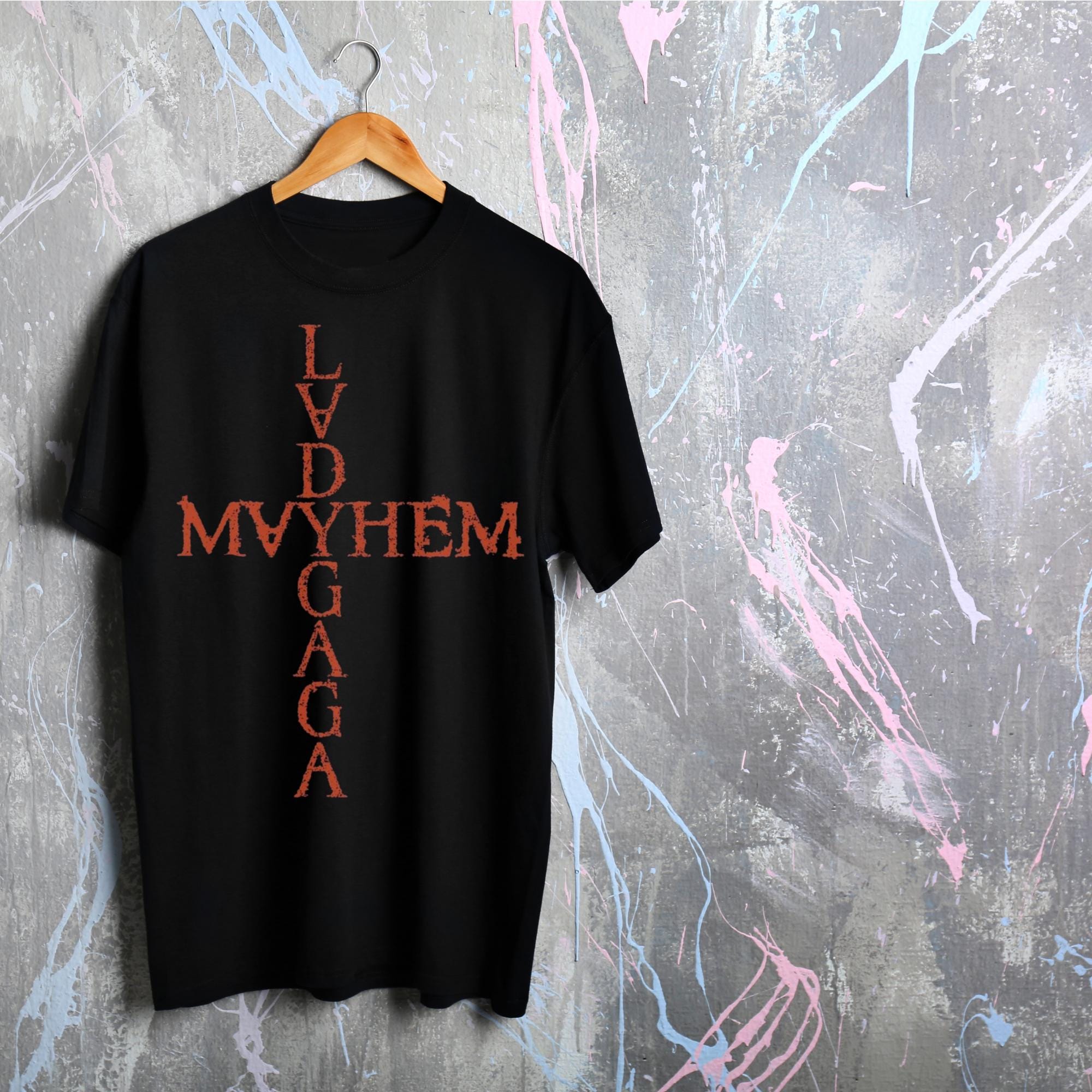 Lady Gaga Mayhem Album Inspired T Shirt Gothic Cross Print Unisex