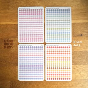 Midi Dots Washi-klistermärkesark 0,5 cm | Pastellfärgade planeringsprickar, journalklistermärken, små cirklar för bullet journal och scrapbook | Ogenomskinlig 192 st