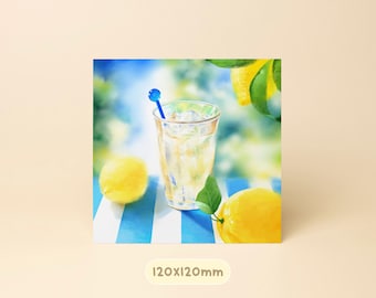 Lemonade Small Art Print – Refreshing Summer Drink Illustration, Bright Yellow Lemon Wall Art, Fresh Citrus Kitchen Decor Poster