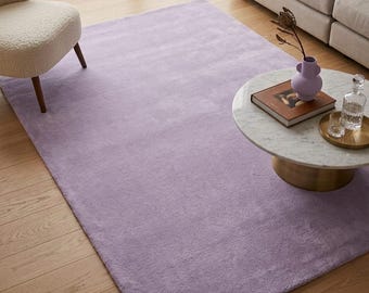 Ultra-Soft Lavender Plush Area Rug | Minimalist Solid Pastel Carpet for Living Room, Bedroom, Nursery