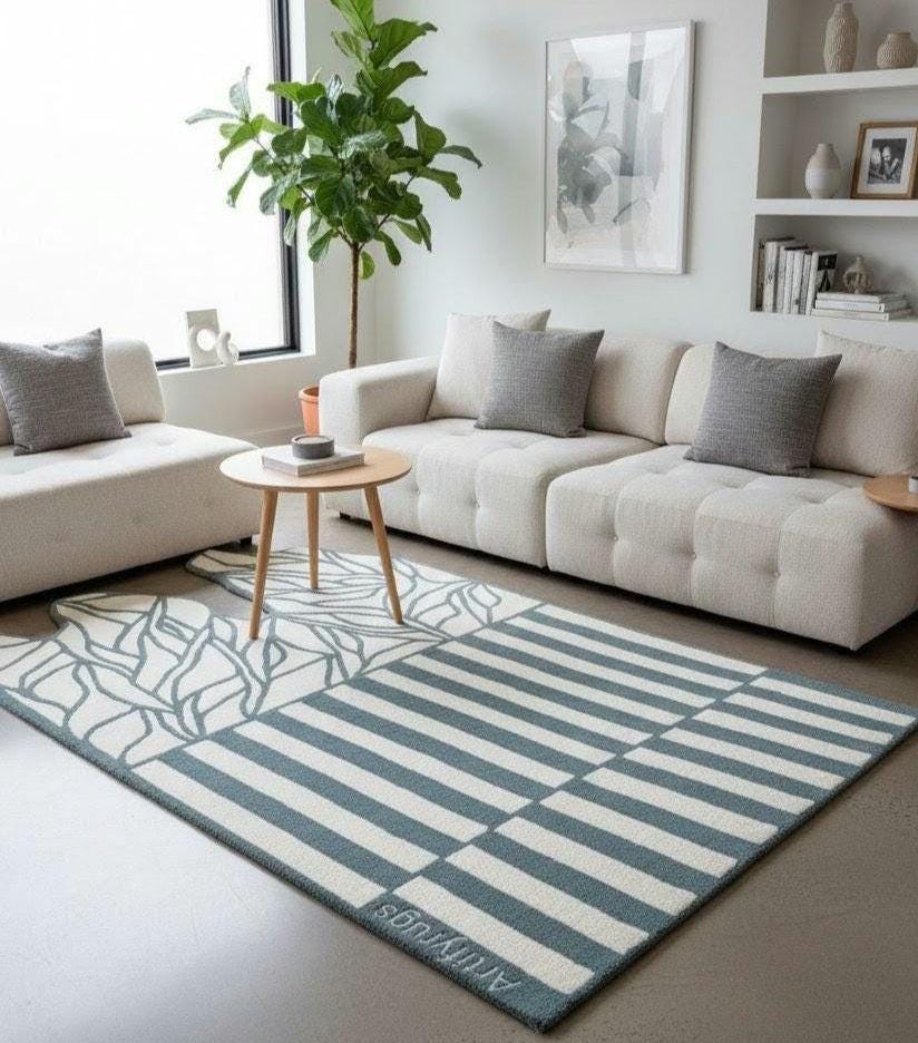 Hand-tufted Wool Area Rug – Modern Abstract Mountain Stripe Design