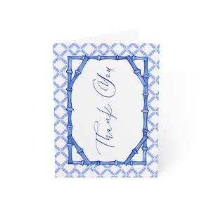 de remerciements en bambou bleu | Ensemble de cartes de voeux élégantes pour toutes les occasions | Notes manuscrites, cartes de remerciement
