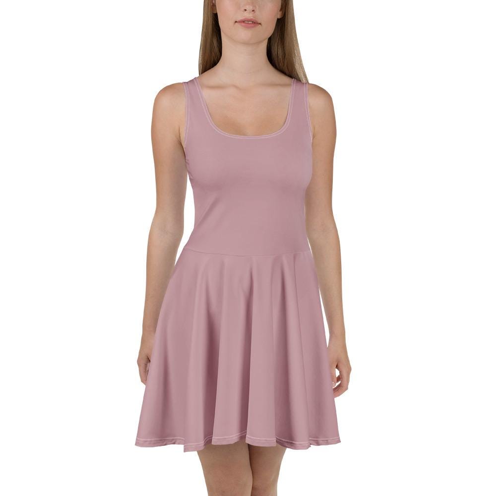 dusty pink skater dress Puffed Sleeve Skater Dress Dusty Pink