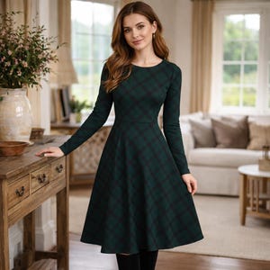 Forest Green Fit and Flare Dress - Etsy Forest Green Fit and Flare Dress - Etsy