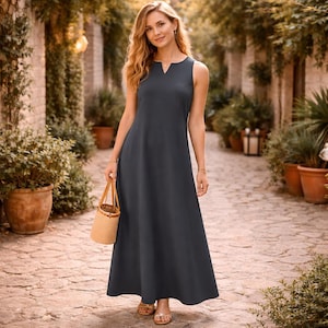 Charcoal Grey Long Dress for Women - Etsy
