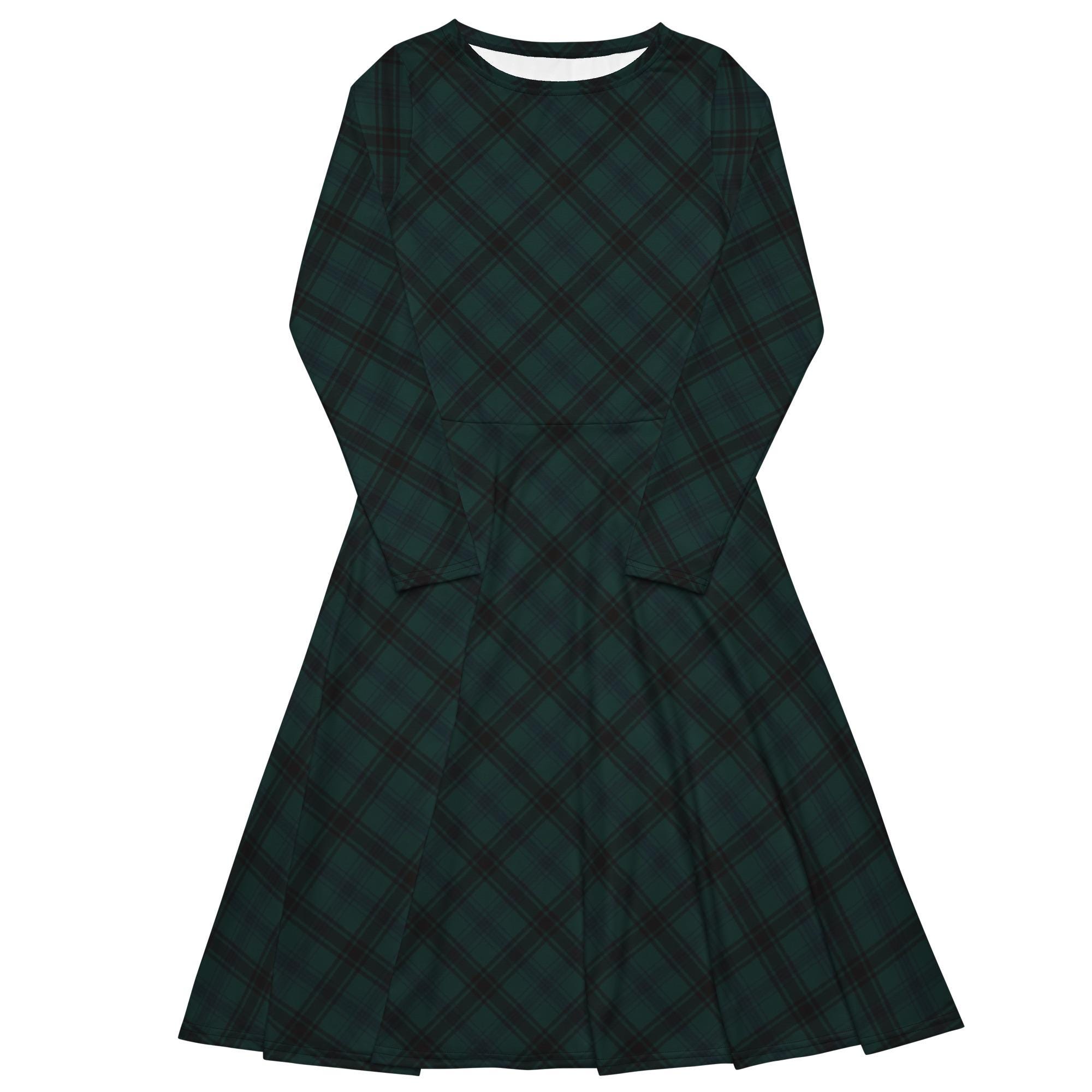green maternity cocktail dress Green Check Peter Pan Collar Tartan Midi Shirt Dress – Pretty Kitty Fashion main image 1