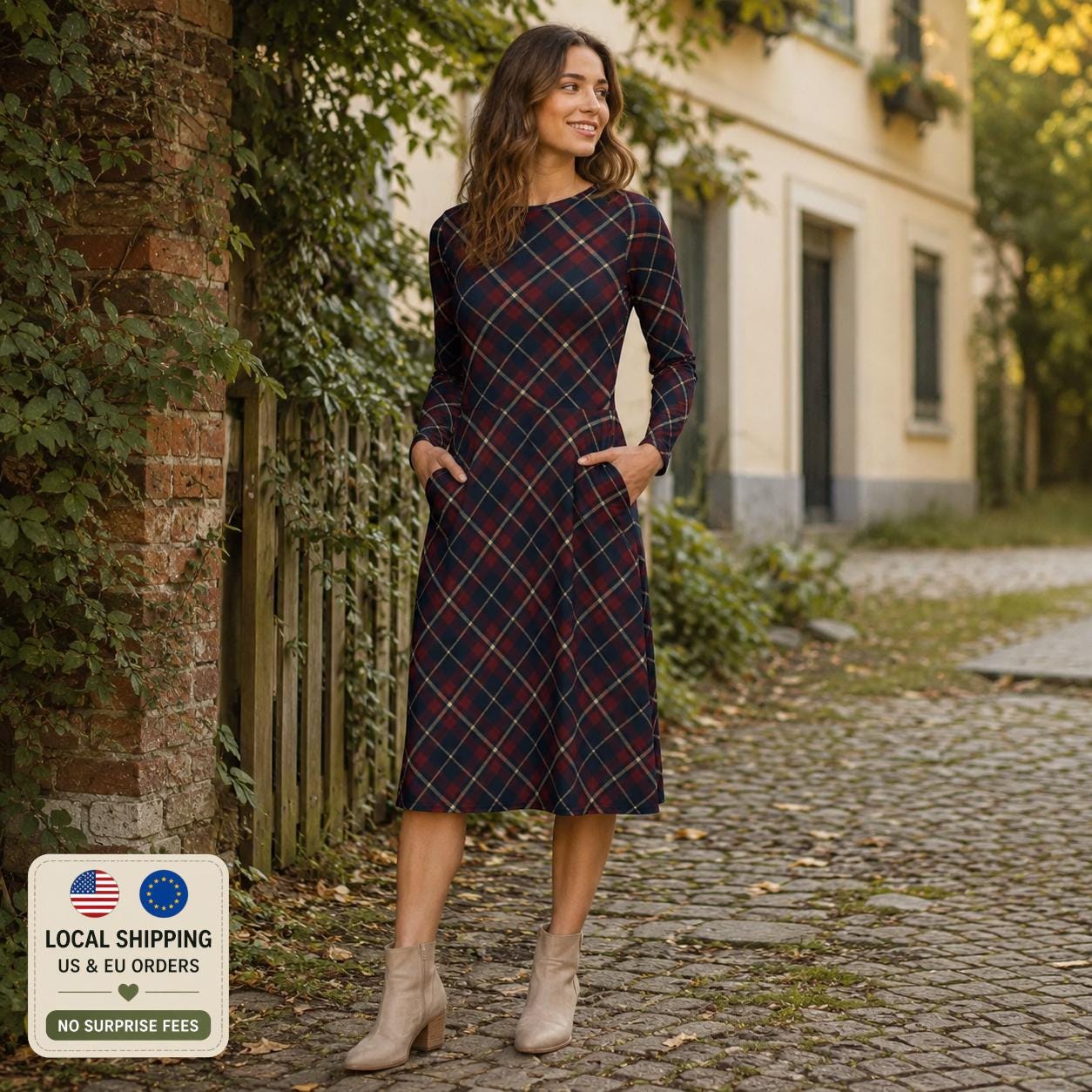 burgundy and navy dress SIZE:XS/S The always flattering ponte wearsophiel Alexa b nites dress