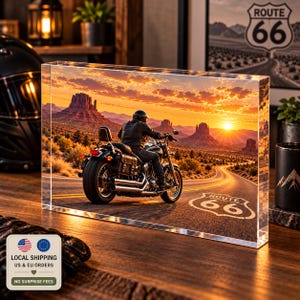 Presente personalizado para motociclistas com foto, bloco de acrílico com foto para motociclistas de cruisers, presente para motociclistas homens, lembrança de motocicleta.