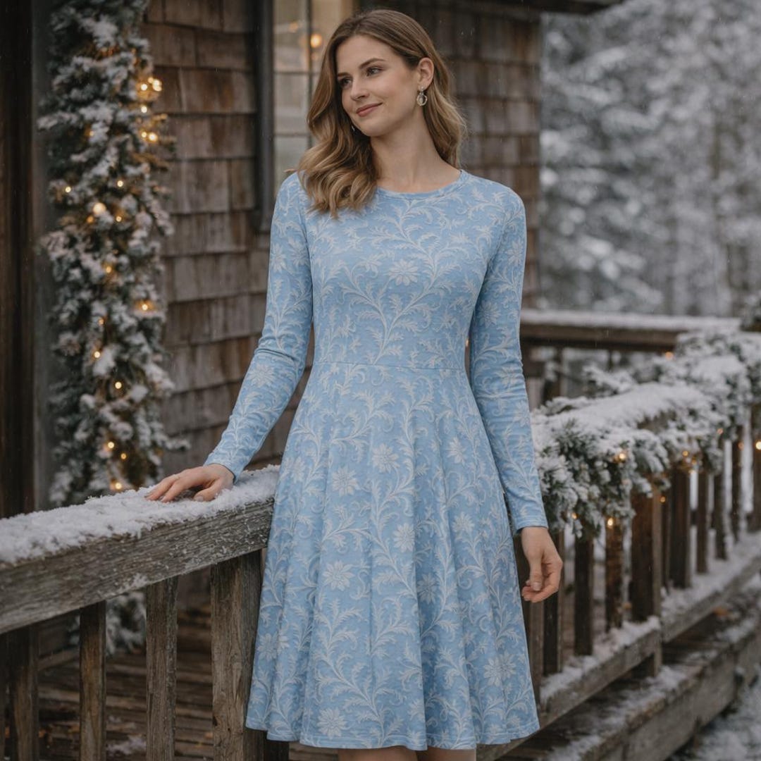 blue and white ruched dress Puff Sleeve Print Midi MULTI / S Abbi Secraa in Blue Coordinate Group:G04-027 Size:Pant Size 36 (Belt Size 38) cottagecore touch that is