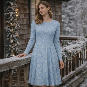 navy blue dress for baby girl How to Wear Blue and White in the Winter main image 1