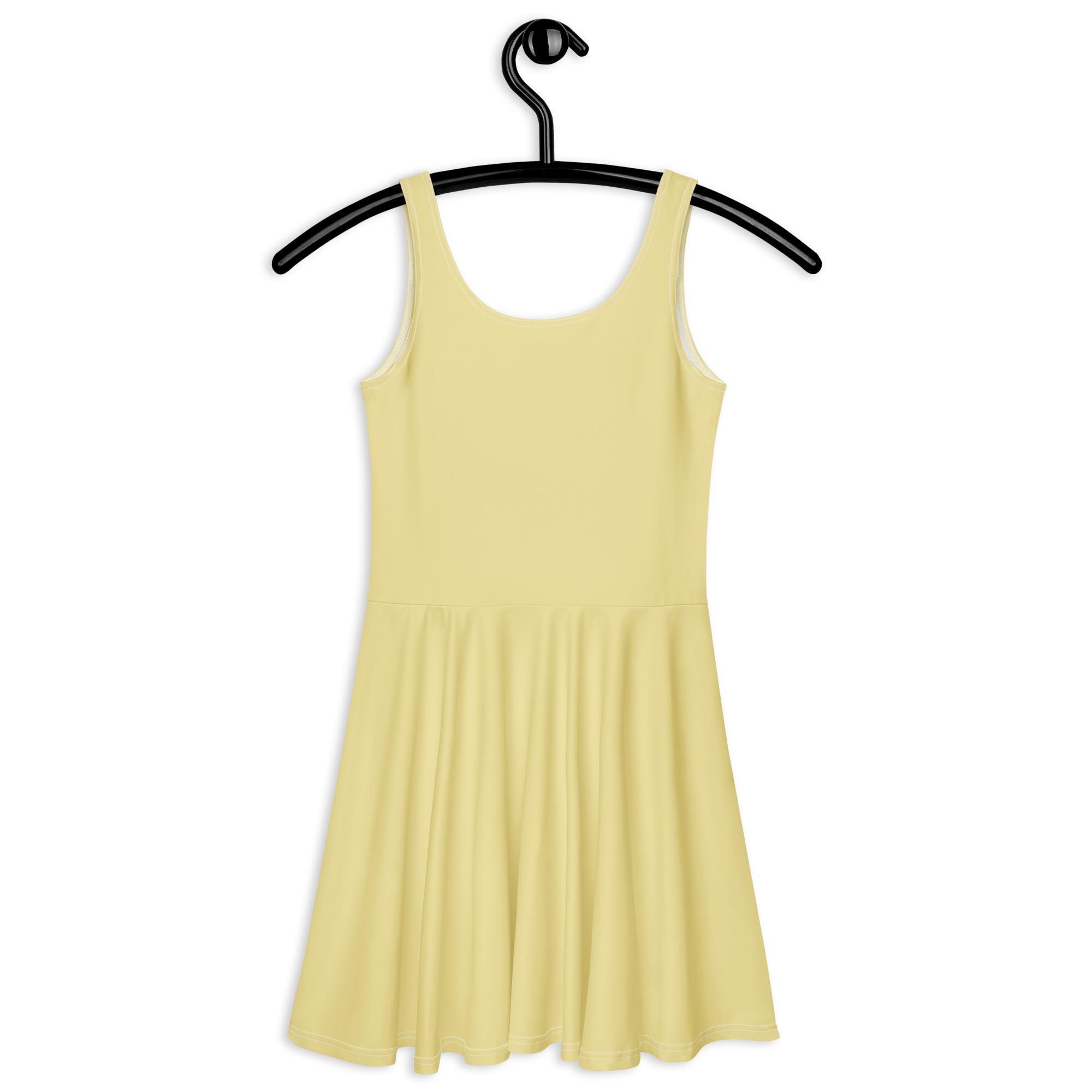 pastel yellow skater dress Plunge Halterneck Open Back Flippy Hem Mini Skater Dress In Pastel Yellow Slinky | EGO US