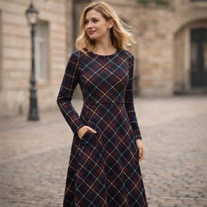 Tartan Midi Dress - Etsy Tartan Midi Dress - Etsy