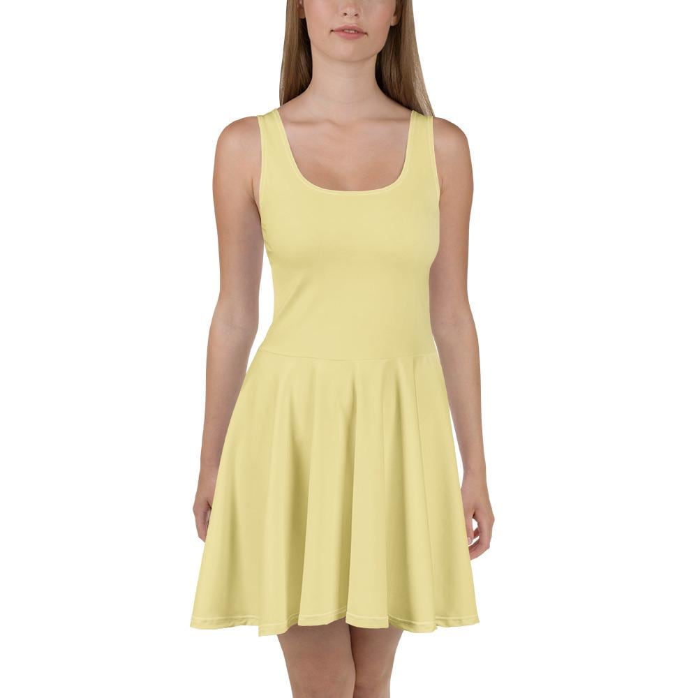 plain yellow skater dress Plain-coloured skater dress