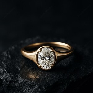 Bague de mariage assortie en or moissanite coupe ovale, bague de fiançailles minimaliste moderne, bague de mariage solitaire délicate, bague de Noël