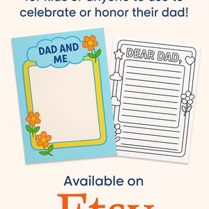 Plantilla de carta para el Día del Padre para niños: set de actividades imprimibles "Papá y yo" y "Querido papá": manualidad DIY para preescolar y aula.
