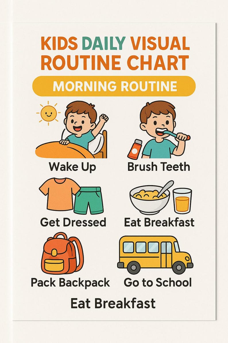Kids Daily Visual Routine Chart – Printable Morning, Afternoon ...