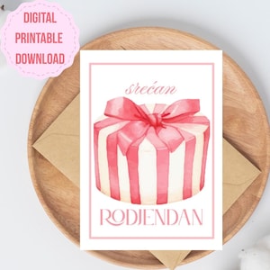 PRINTABLE Serbian Birthday Card Cake, Happy Birthday Greeting, INSTANT DOWNLOAD, Rodjendanska Cestitka, Srecan Rodjendan, Sretan Rodjendan