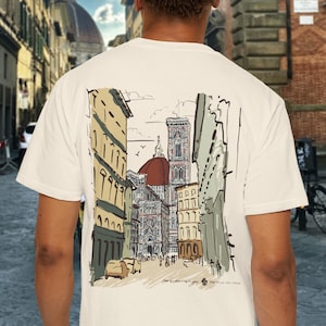 Camiseta de Florencia, Italia. Camiseta con diseño gráfico de Florencia, Italia. Camiseta italiana de verano. Regalo para amantes de los viajes. Camisa cómoda y de color.