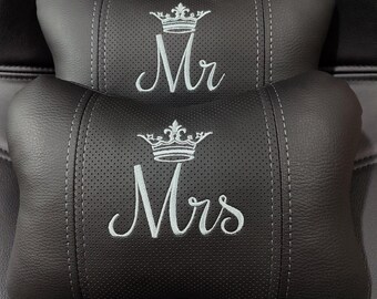 2Pcs Personalized Car Headrest Pillows: Custom Name Embroidery, Neck Support - Set of 2 pillows