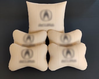 Set comfort di lusso per auto: cuscini poggiatesta ricamati su misura, imbottiture per cinture di sicurezza e cuscino grande compatibile con MDX, RDX e TLX.