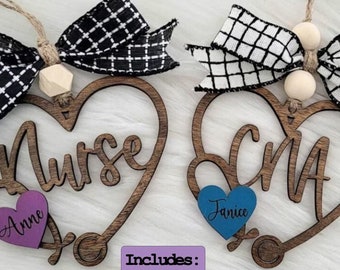 Stethoscope Heart Nurse, RN, Cma, Cna, Picu, Icu Christmas ornament, digital laser file, svg, Glowforge car dangle