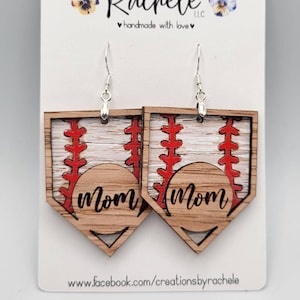 Baseball Framed Monogramed Dangle Earrings File digital laser file, svg, Glowforge cut file