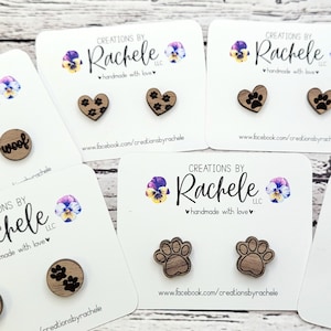 Engraved Paw Print Stud Earrings, Laser Cut SVG File (Digital Download)