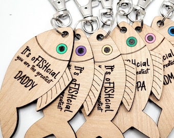 Fish Keychain, Laser Cut Wood, Dad Mom Grandpa Gift (Digital Download SVG)