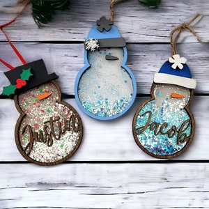 Snowman Glitter Shaker Christmas ornament, layered snowglobe ornament, stocking tag, 2023, digital laser file, svg, Glowforge