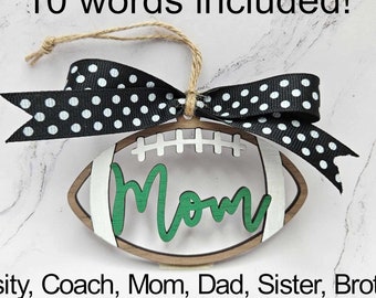 Football Mom Ornament, Laser Cut Bag Tag, Coach Gift (SVG Digital Downloand)