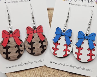 Baseball Bow Dangle Earrings Laser Cut File, SVG (Digital Download)
