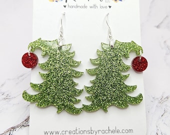 Christmas Tree Earrings, Bent over Christmas Tree, digital laser file, svg, Glowforge cut file, digital design, Holiday Earrings