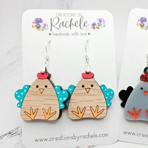 Chicken Earrings SVG, Laser Cut File, Hen Chicks Design (Digital Download)