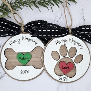Dog Bone Paw Christmas Ornament-bestand, puppy Christmas Ornament SVG, kous tag, laserbestand, svg, Aura Glowforge, aanpasbaar